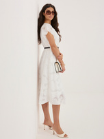 White flared dress with a belt RUE PARIS.