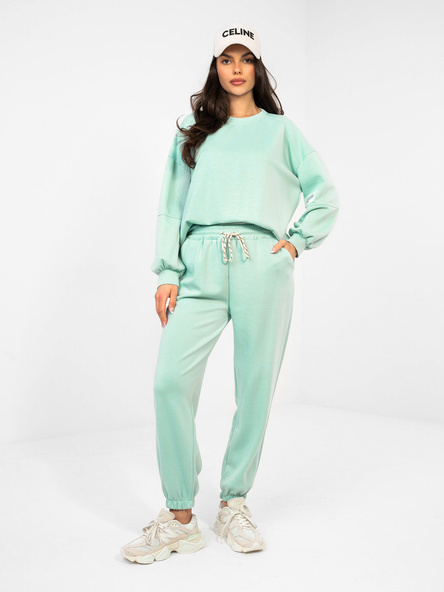 Miętowy damski komplet ze spodniami typu jogger