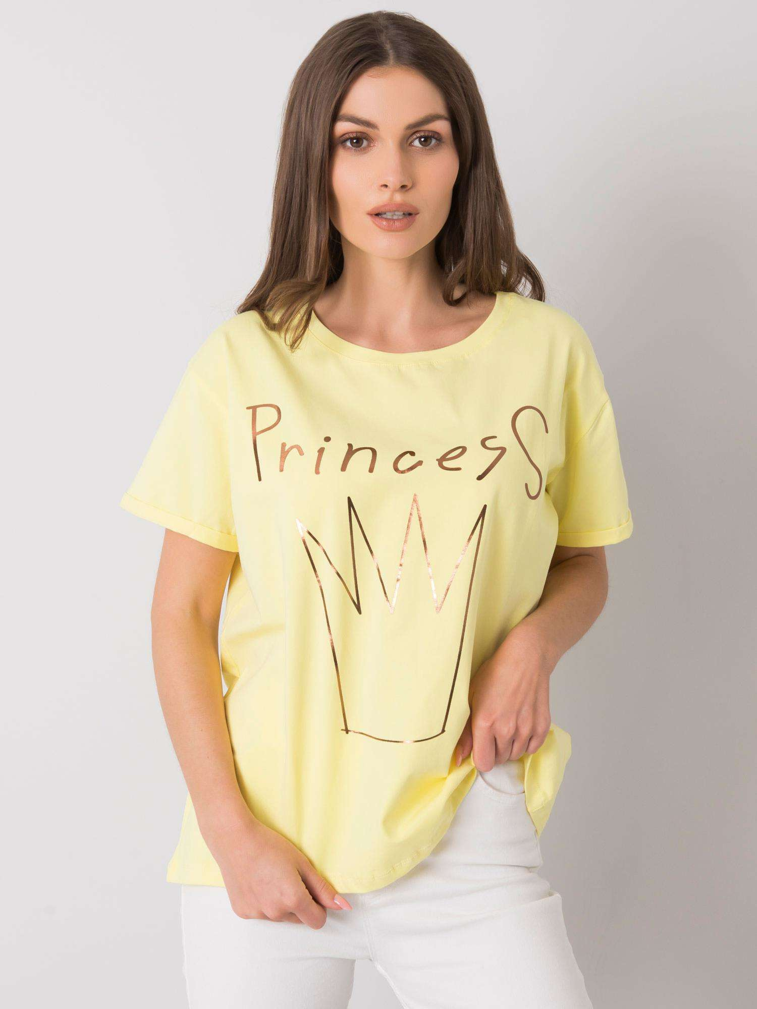 Żółty t-shirt z nadrukiem Aosta