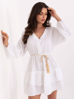 Biała krótka sukienka z muślinu
