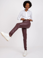 Ciemnobordowe legginsy ze skóry ekologicznej Briana RUE PARIS