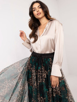 Hurt Zielono-czarna rozkloszowana spódnica z wiązaniem