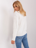 Hurt Ecru damski sweter klasyczny we wzory 