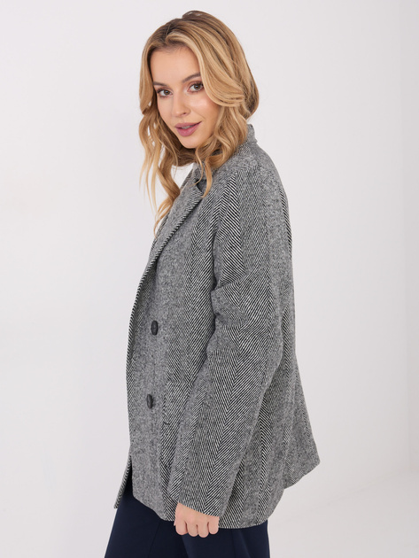 Czarno-biała casualowa marynarka w jodełka