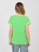 Jasnozielony damski t-shirt oversize z dekoltem V