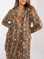 Ciemnobeżowa marynarka damska w zwierzęce printy Ollivia