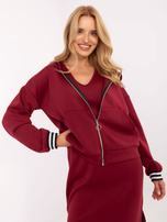 Bordowy komplet z sukienką z rozcięciami RUE PARIS