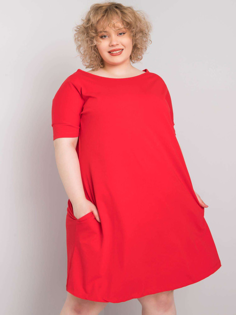 Czerwona sukienka plus size z krótkim rękawem Bellamy
