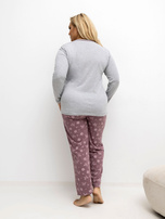 Šedá bavlněná pyžama plus size s kalhotami.