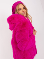 Hurt Fuksjowy beret z dzianiny z kaszmirem