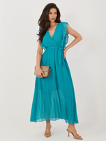 Morska letnia sukienka z kopertowym dekoltem RUE PARIS