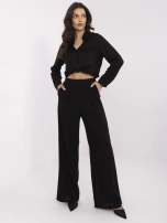 Czarne damskie spodnie palazzo na lato 