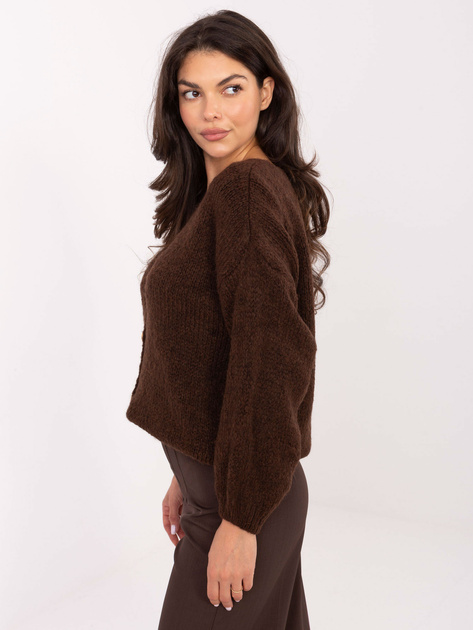 Ciemnobrązowy rozpinany sweter oversize RUE PARIS