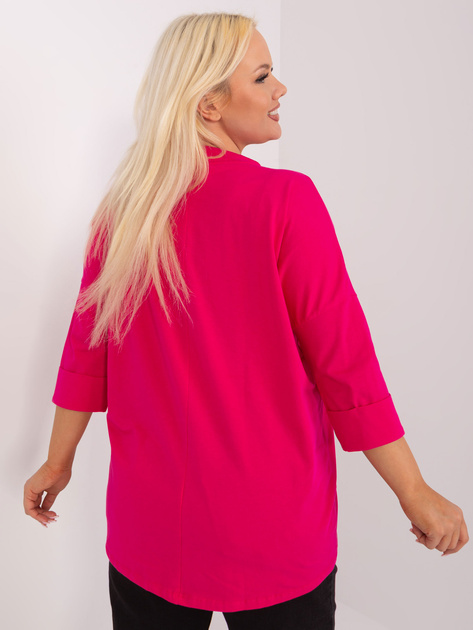 Hurt Fuksjowa casualowa bluzka plus size z napisem