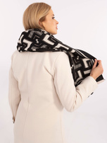 Hurt Czarno-ecru damski szal z domieszką wełny