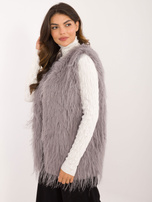 Hurt Szara damska kamizelka futrzana z podszewką