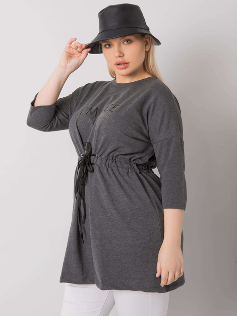 Ciemnoszara melanżowa tunika plus size z wiązaniem Tulsa