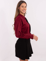 Hurt Bordowa damska koszula ze zdejmowanym krawatem