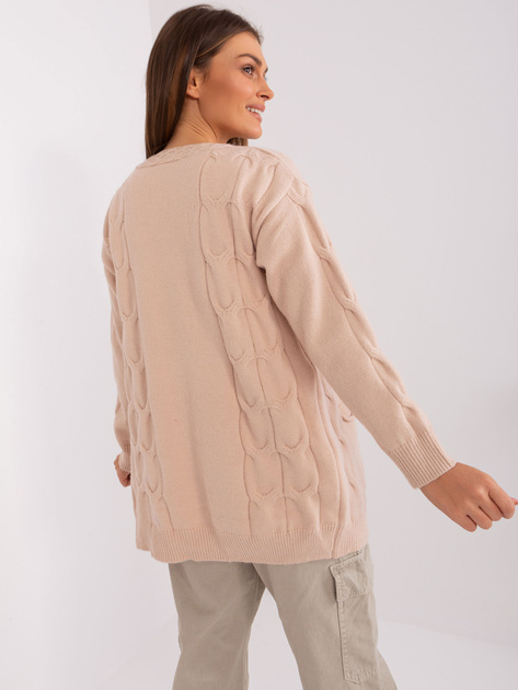 Hurt Beżowy damski sweter rozpinany z bawełną