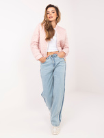 Jasnoróżowa przejściowa kurtka z suwakiem