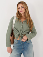 Khaki muślinowa koszula z kieszenią