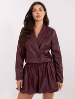 Burgundowa mini spódnica z wszytymi szortami