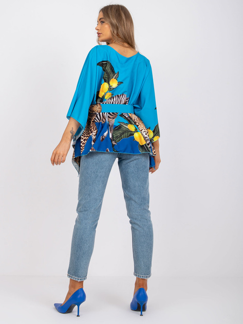 Niebieska bluzka one size z paskiem