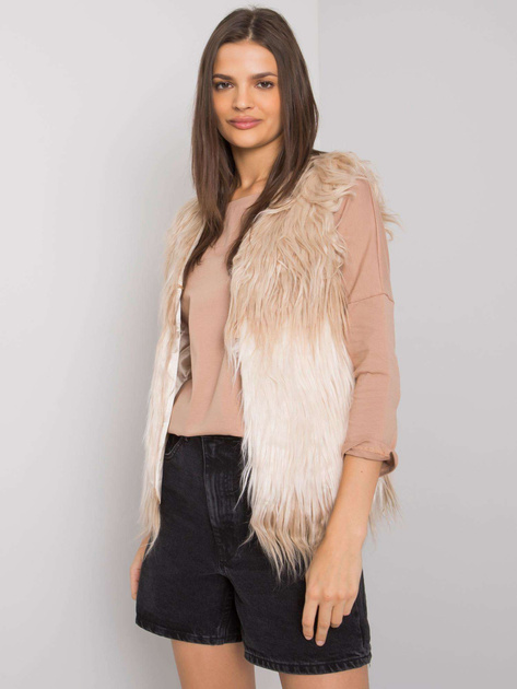 Beżowa damska kamizelka futrzana Romi