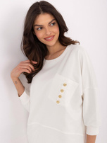 Hurtownia Ecru damska bluzka oversize z bawełny 