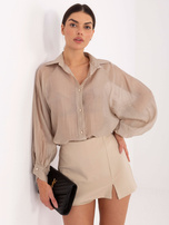 Beżowe eleganckie spódnico-szorty