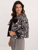 Hurt Ecru-czarna kurtka przejściowa damska bez zapięcia