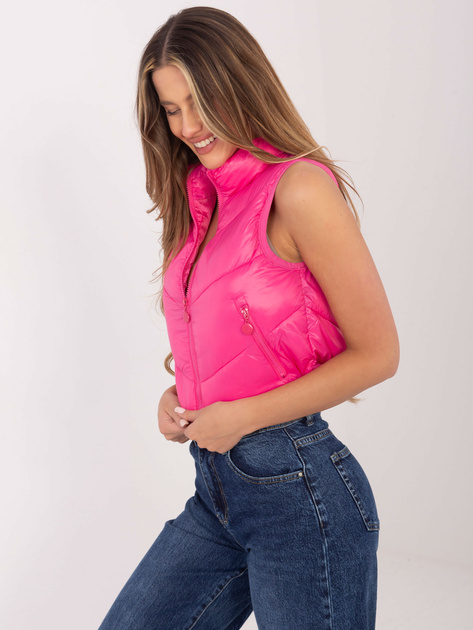 Hurt Ciemnoróżowa krótka kamizelka puchowa z pikowaniem