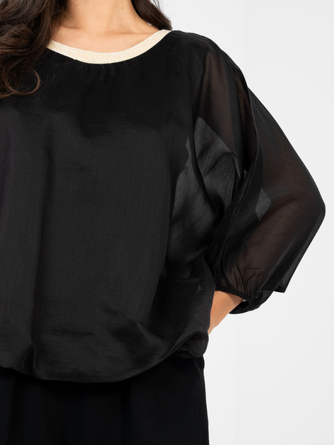Czarna luźna bluzka z rękawem 3/4