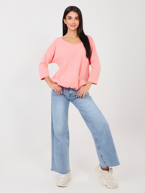 Brzoskwiniowa bluzka z okrągłym dekoltem RUE PARIS