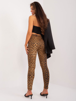 Hurt Camelowo-czarne legginsy z nadrukiem zwierzęcym
