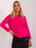 Hurt Ciemnoróżowy rozpinany sweter w warkocze