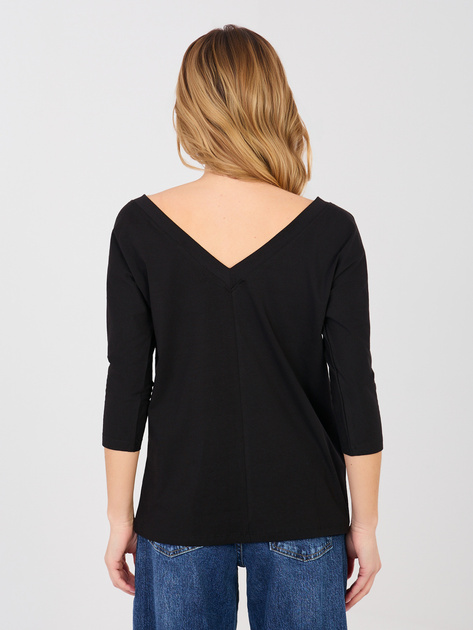 Czarna damska bluzka basic z dekoltem V RUE PARIS