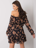 Czarno-camelowa sukienka hiszpanka z falbaną Briannon