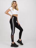 Czarne legginsy sportowe z lampasami 