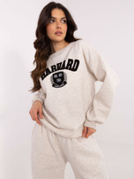 Hurt Jasnobeżowa melanżowa bluza bez kaptura z haftem