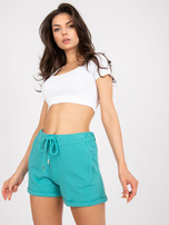 Turkusowe dresowe szorty basic z bawełny 