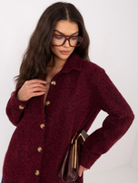 Burgundowa koszulowa kurtka z zapięciem na guziki RUE PARIS 