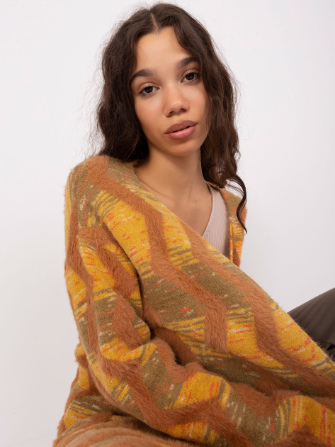 Hurt Ciemnożółty kardigan w geometryczne wzory