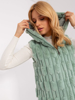 Hurtownia Pistacjowa długa kamizelka zimowa