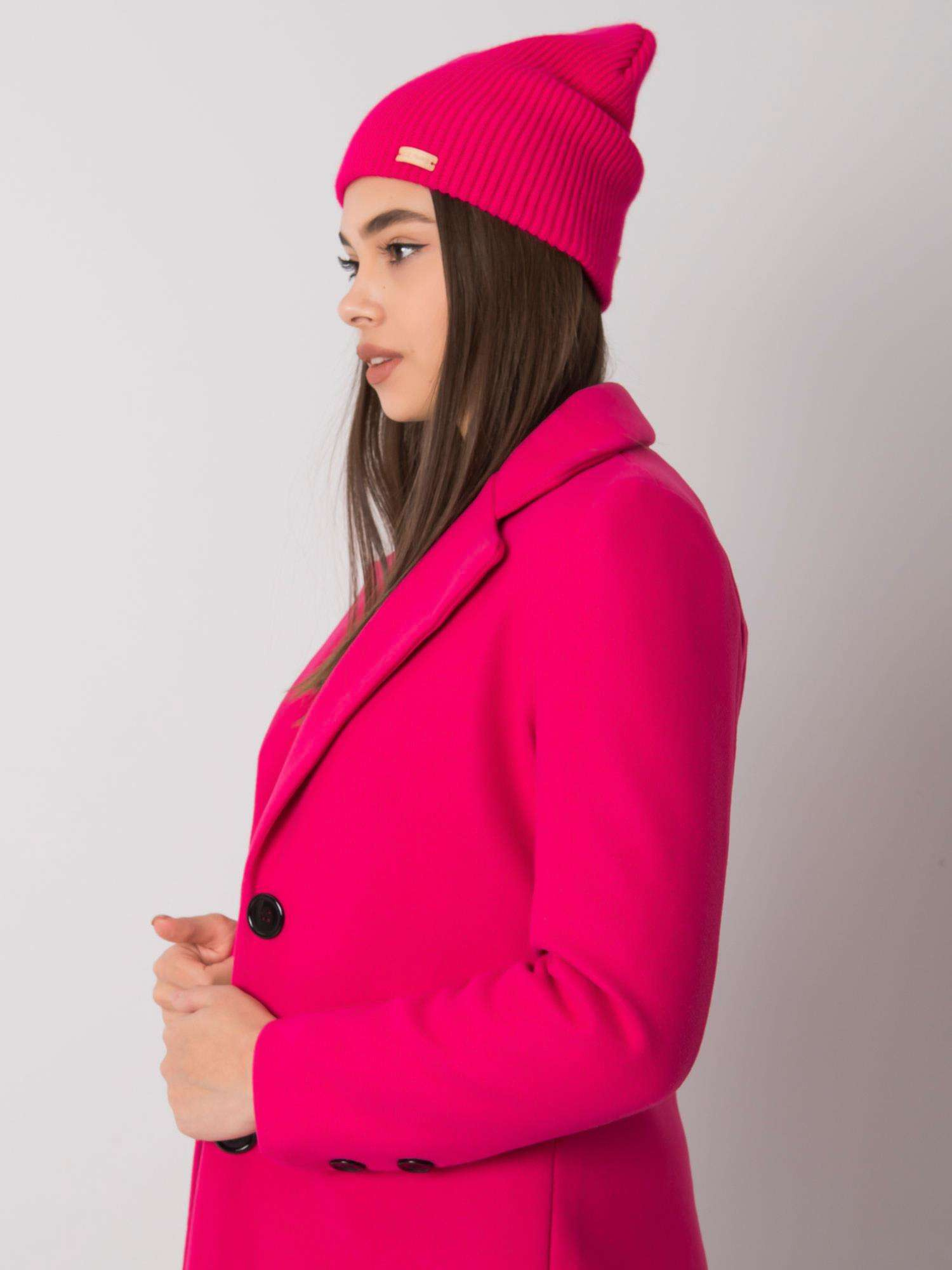 Fuksjowa dzianinowa czapka beanie RUE PARIS