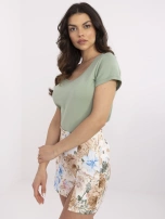 Pistacjowy t-shirt basic z okrągłym dekoltem