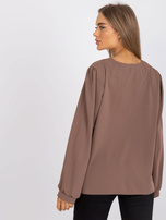 Ciemnobeżowa bluzka wizytowa z luźnymi rękawami 