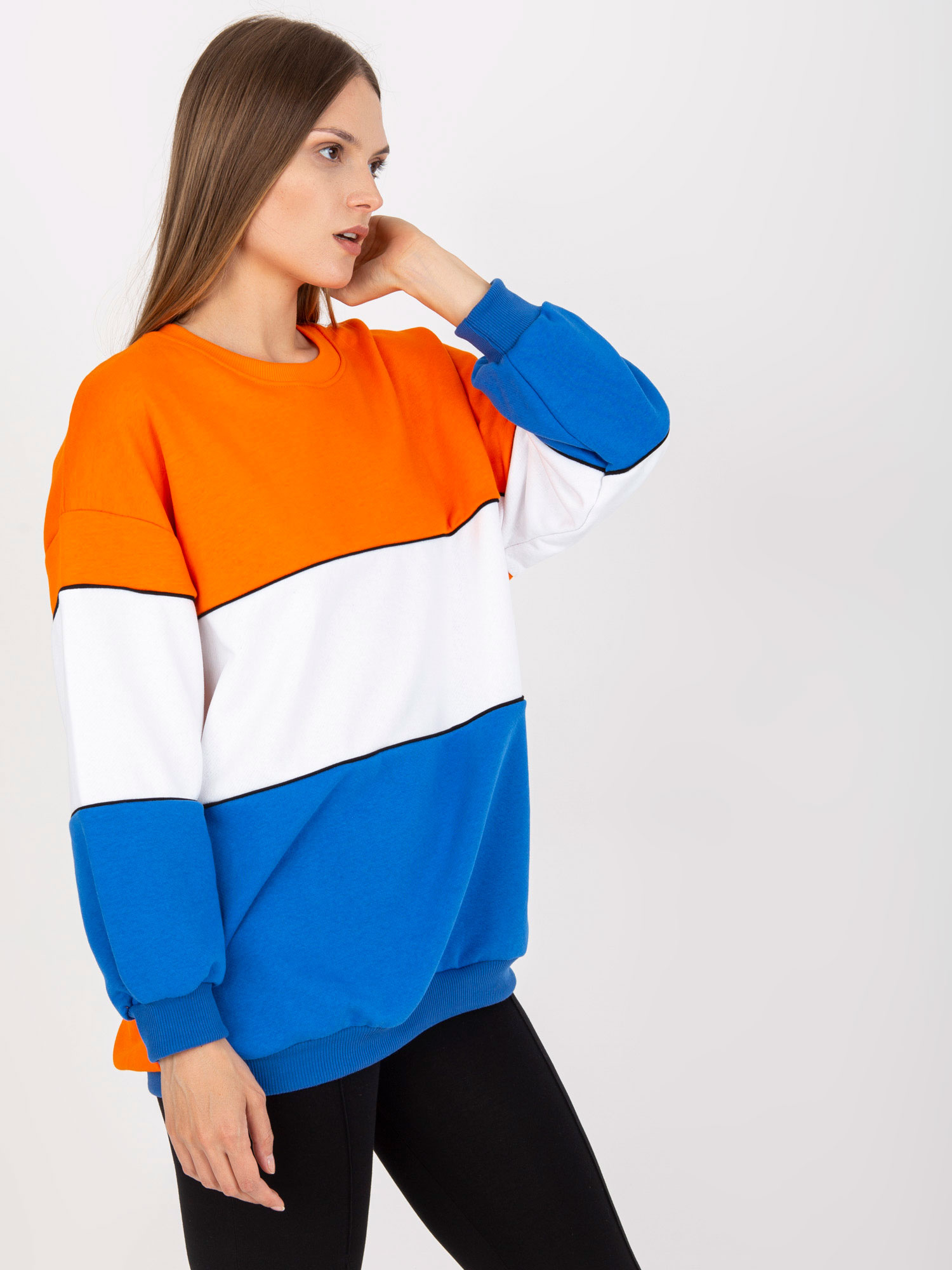 Orange-blue basic oversized sweatshirt RUE PARIS.