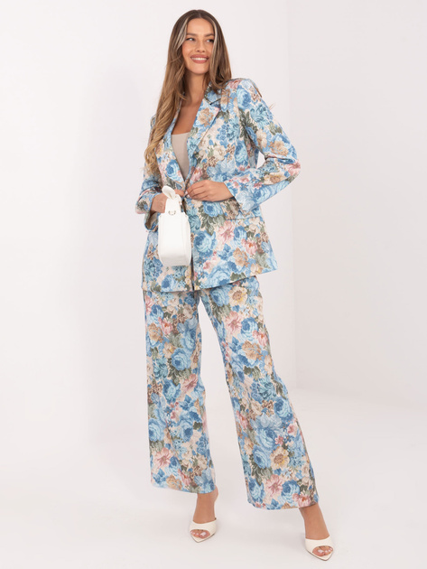 Jasnoniebieska damska marynarka w kwiaty RUE PARIS