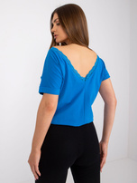 Ciemnoniebieska bluzka z dekoltem na plecach Salma RUE PARIS